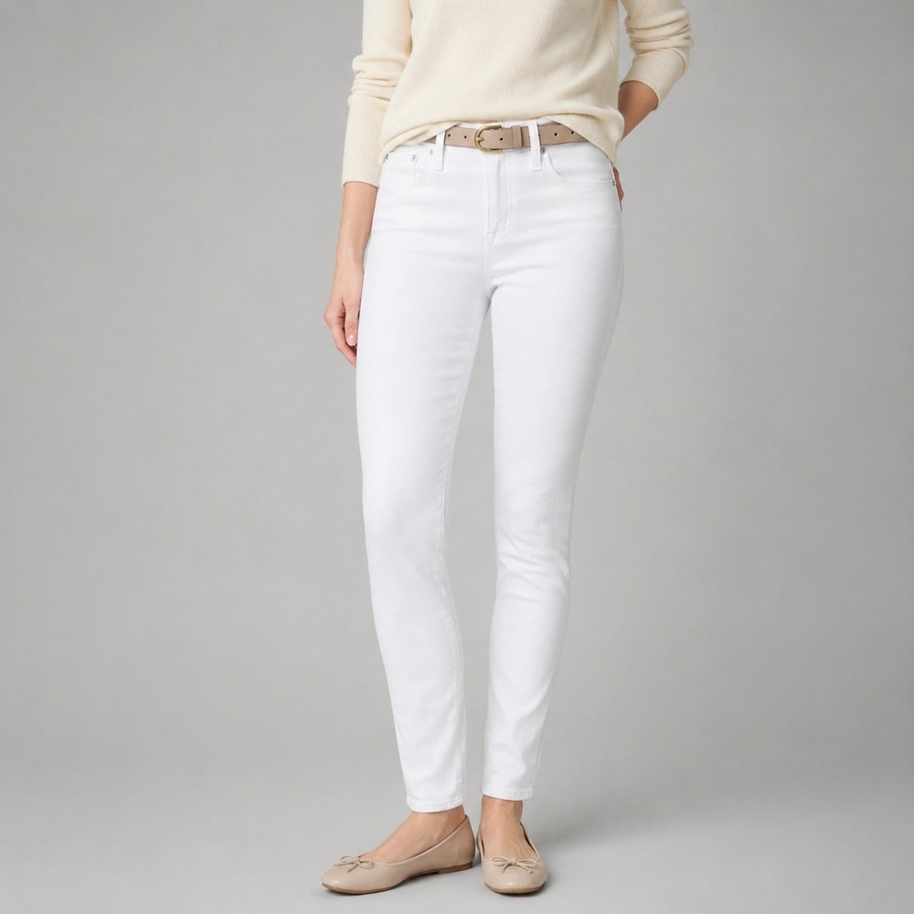 J.Crew Jeans Womens Size 31 Tall White Signature Stretch Skinny Mid Rise 9" 31T